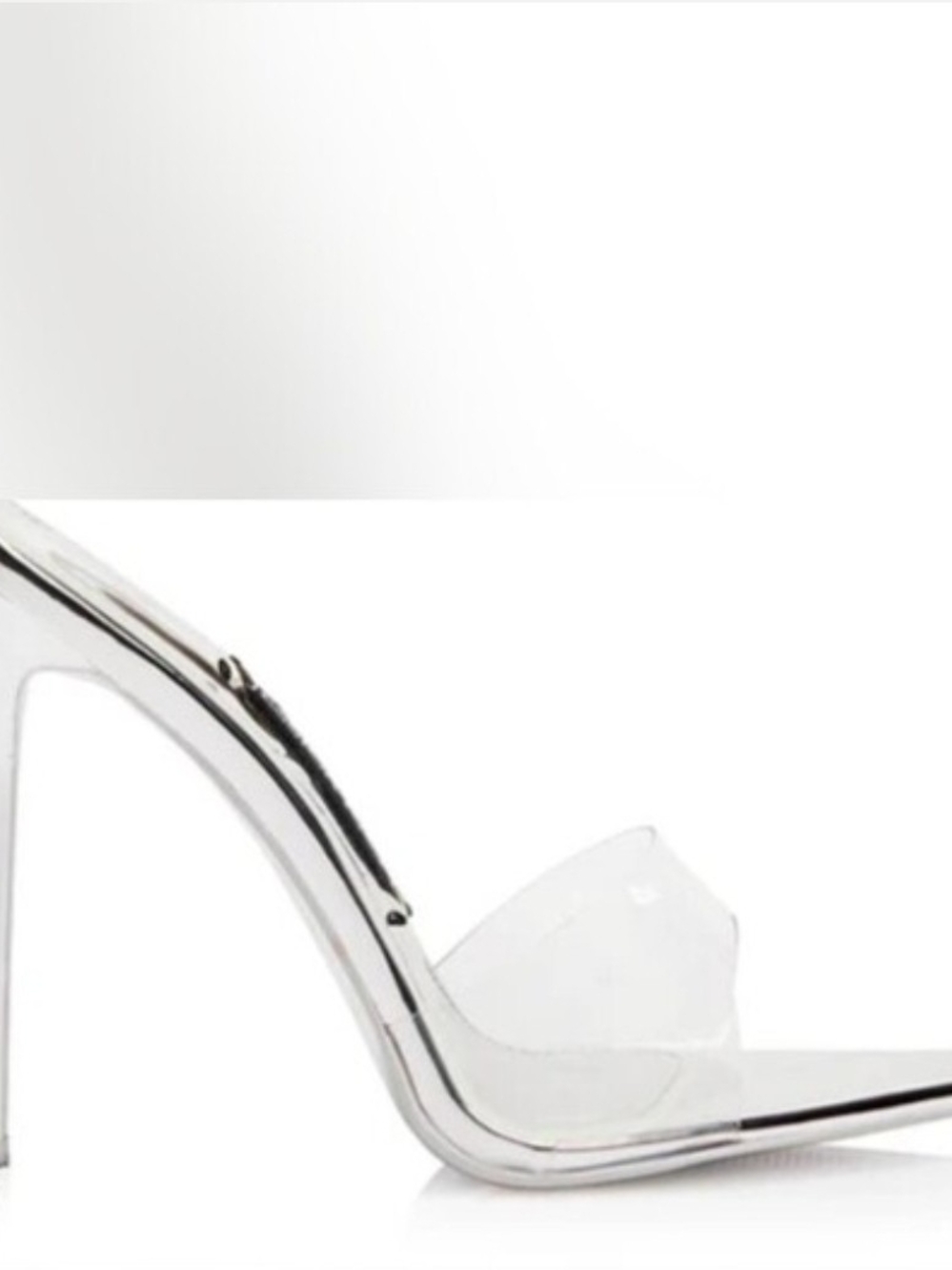 Clear Strap Silver Stiletto Mule Heel - Picture 3 of 15